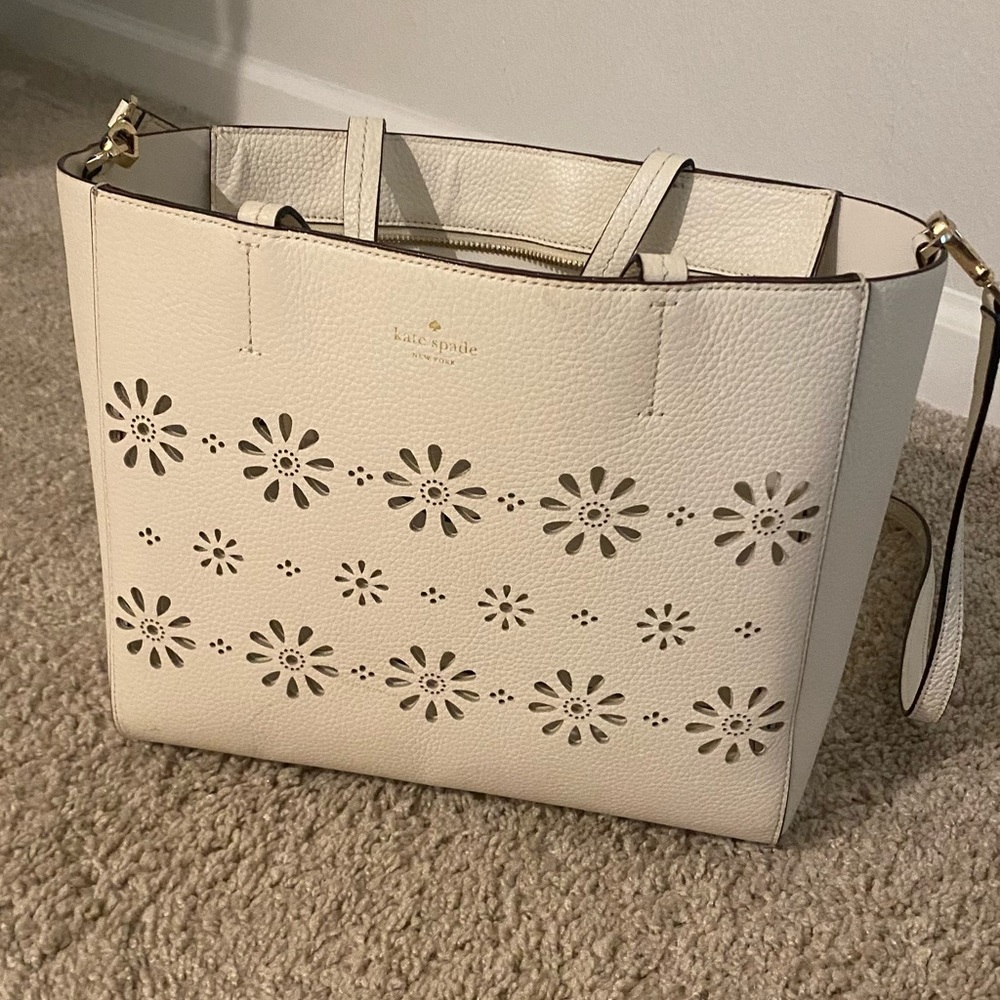White floral Kate Spade mini tote